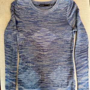 Karen Millen Blue Textured Knit Sweater XS Fitted Stretch